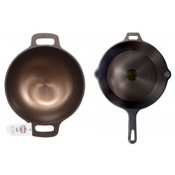 Qualy Investo 10 inches Cast Iron Kadai and 10.25 inches Cast Iron Skillet Qualy Investo 10 inches Cast Iron Kadai and 10.25 inches Cast Iron Skillet