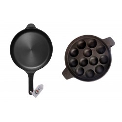 Qualy Investo 9.8 Inches Omlette Dosa Tawa and 12 cavity Cast Iron Paniyaram Pan Qualy Investo 9.8 Inches Omlette Dosa Tawa and 12 cavity Cast Iron Paniyaram Pan