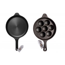 Qualy Investo 9.8 Inches Omlette Dosa  Tawa & 7 Cavity Paniyaram Flat Base Pan Qualy Investo 9.8 Inches Omlette Dosa  Tawa & 7 Cavity Paniyaram Flat Base Pan