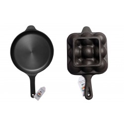 Qualy Investo 9.8 Inches Omlette Dosa  Tawa & 9 Cavity Paniyaram Flat Base Pan Qualy Investo 9.8 Inches Omlette Dosa  Tawa & 9 Cavity Paniyaram Flat Base Pan