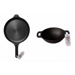 Qualy Investo 9.8 Inches Omlette Dosa Tawa and 6.8 inches Cast Iron Small kadai Qualy Investo 9.8 Inches Omlette Dosa Tawa and 6.8 inches Cast Iron Small kadai