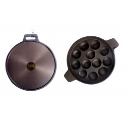 Qualy Investo Cast Iron 12 inch Cast Iron Dosa Tawa and 12 cavity cast iron Paniyaram Pan