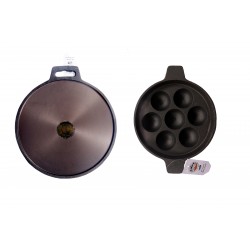 Qualy Investo Cast Iron 12 inch Cast Iron Dosa Tawa and 7 cavity cast iron Paniyaram Pan