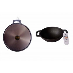 Qualy Investo Single handle 12 inch Dosa  Tawa & 6.8  inches Cast Iron Small kadai