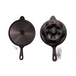 Qualy Investo Combo Cast Iron Long Handle Dosa Tawa 10.7 inch and 7 Cavity Paniyaram Pan with Flat ring Qualy Investo Combo Cast Iron Long Handle Dosa Tawa 10.7 inch and 7 Cavity Paniyaram Pan with Flat ring