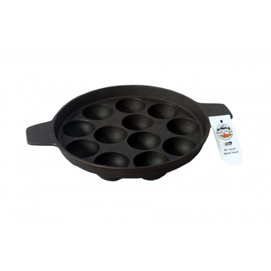 Qualy Investo cast iron padu tawa KuzhiPaniyaram satti/Paneyara satti/ Kaarakuzhi/Appam Patra12 holes 9 inch