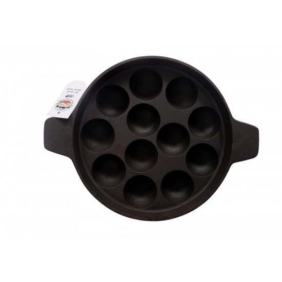 Qualy Investo cast iron padu tawa KuzhiPaniyaram satti/Paneyara satti/ Kaarakuzhi/Appam Patra12 holes 9 inch