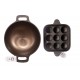 Qualy Investo 10 inches Cast Iron Kadai and 9 cavity Cast Iron Paniyaram Pan with flat base image