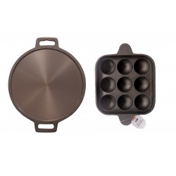 Qualy Investo Combo Cast Iron Dosa Tawa Preseasoned 12 inch (Induction Compatible) Double Handle & Paddu Tawa Appam Patra Paniyarakkal Kuzhi Paniyaram 9 cavity (Black Preseasoned) Qualy Investo Combo Cast Iron Dosa Tawa Preseasoned 12 inch (Induction Compatible) Double Handle & Paddu Tawa Appam Patra Paniyarakkal Kuzhi Paniyaram 9 cavity (Black Preseasoned)