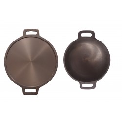 Qualy Investo Combo Cast Iron Dosa Tawa Preseasoned 12 inch (Induction Compatible) Double Handle & Jumbo Skillet Frying pan Kadai 10.3 Inches Qualy Investo Combo Cast Iron Dosa Tawa Preseasoned 12 inch (Induction Compatible) Double Handle & Jumbo Skillet Frying pan Kadai 10.3 Inches