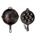 Qualy Investo Combo Cast Iron 10.25 inch Skillet Frying pan tawa and 7 Cavity Paniyaram Pan with Flat ring