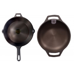 Qualy Investo Combo Cast Iron 10.25 inch Skillet Frying pan tawa and Jumbo skillet 10.3 inches Kadai Qualy Investo Combo Cast Iron 10.25 inch Skillet Frying pan tawa and Jumbo skillet 10.3 inches Kadai