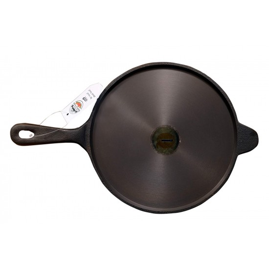 Qualy Investo Combo Cast Iron Long Handle Dosa Tawa 11 inch and 9 Cavity Paniyaram Pan with Flat ring