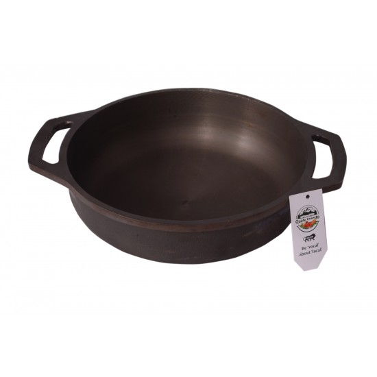 Qualy Investo Pre Seasoned cast Iron Jumbo Skillet Frying pan Kadai 10.3 Inches (Weight 4 kg)