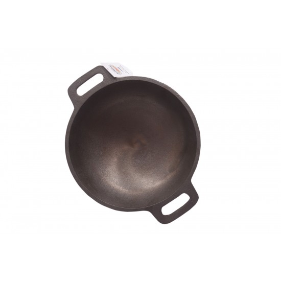 Qualy Investo Traditional Cast Iron Kadai Kadhai woks- Medium Size (9 Inches Diametr, 2.5 Kg Weight) image