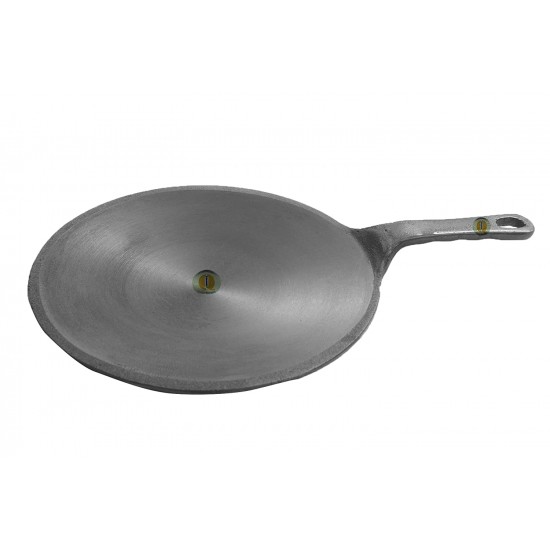 Qualy Investo Pre-Seasoned Cast Iron Roti Tawa with Long Handle, 10.5 Inches (26.5 cm), Black Weight 1.8Kg image