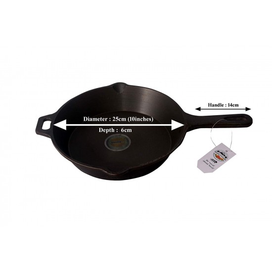 Qualy Investo Pre Seasoned cast Iron Skillet Frying Pan Tawa, 10.25 Inches image