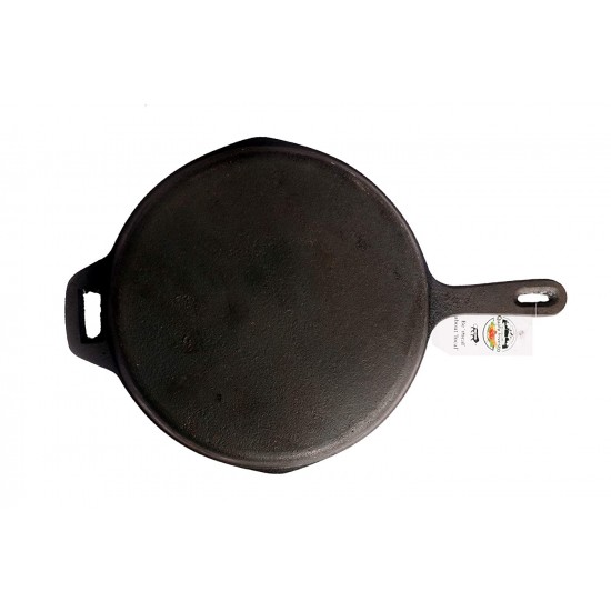 Qualy Investo Pre Seasoned Cast Iron Dosa Tawa with Long Handle (27CM) & Skillet Pan /Frying Pan Tawa 9.2 Inches