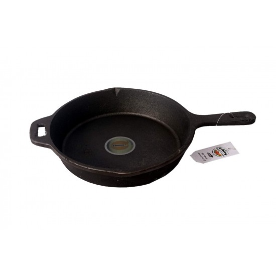 Qualy Investo Pre Seasoned Cast Iron Dosa Tawa with Long Handle (27CM) & Skillet Pan /Frying Pan Tawa 9.2 Inches