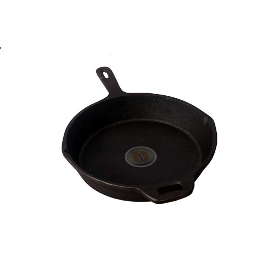 Qualy Investo Pre Seasoned Cast Iron Dosa Tawa with Long Handle (27CM) & Skillet Pan /Frying Pan Tawa 9.2 Inches