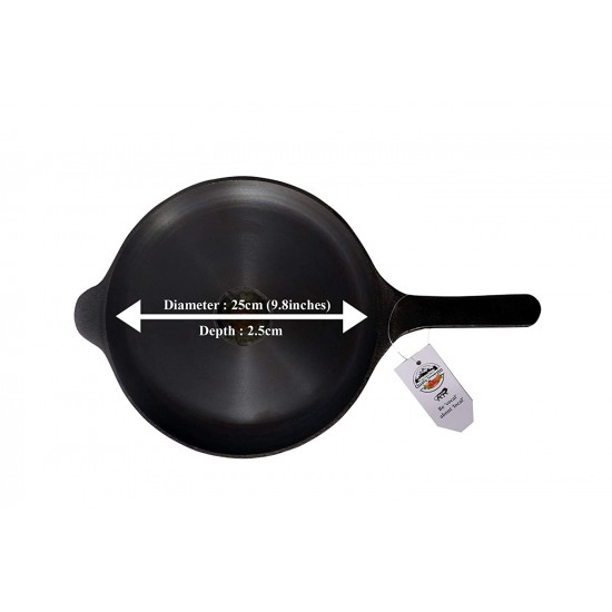 Qualy Investo Cast Iron Dosa Tawa Pre Seasoned Omlette Pan 9.8 inches (25cm) Cast Iron Dosa Tawa image