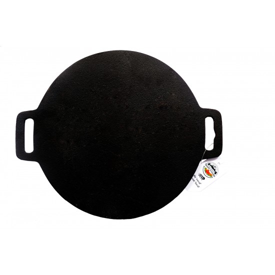 Qualy Investo Cast Iron Pre-Seasoned 12 Inch Dosa Tawa suitable for Gas, Induction and Electric Cooktops
