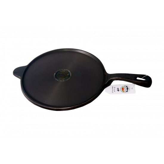 Qualy Investo Pre Seasoned Cast Iron Dosa Tawa with Long Handle (27CM) & Skillet Pan /Frying Pan Tawa 9.2 Inches