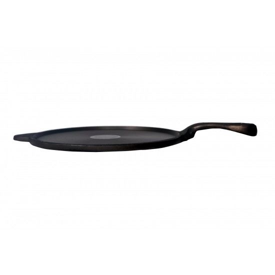 Qualy Investo Pre Seasoned Cast Iron Dosa Tawa with Long Handle (27CM) & Skillet Pan /Frying Pan Tawa 9.2 Inches