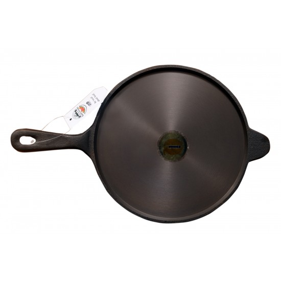 Qualy Investo Pre Seasoned Cast Iron Dosa Tawa with Long Handle (27CM)